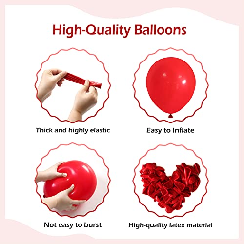 FOTIOMRG 110pcs Red Balloon Arch Kit with 18, 12, 10 & 5 Inch Balloons - Party Decorations