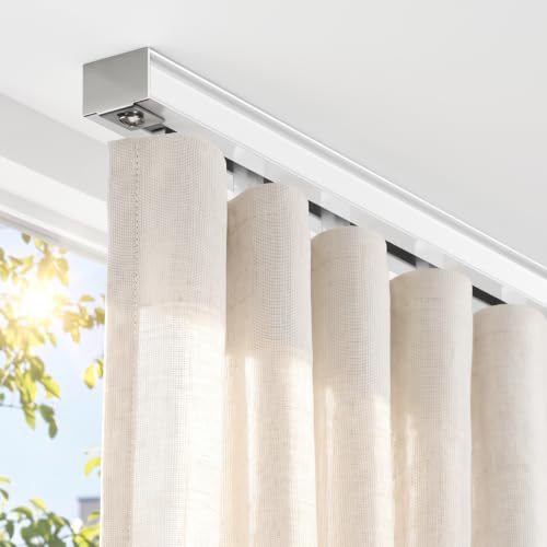 Aluminum Ceiling Curtain Track with Roller Hooks - White, 9ft-12ft, 1 Pack