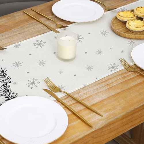 Christmas Decorations - Merry Christmas Table Runner 13x72 Inch,Red Pine Trees Winter Xmas Table Decoration for Home Kitchen Dining Holiday Decor