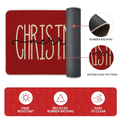 Artoid Mode Christmas Snowflake Kitchen Mats Set of 2 24x35 & 24x59 Inches Red