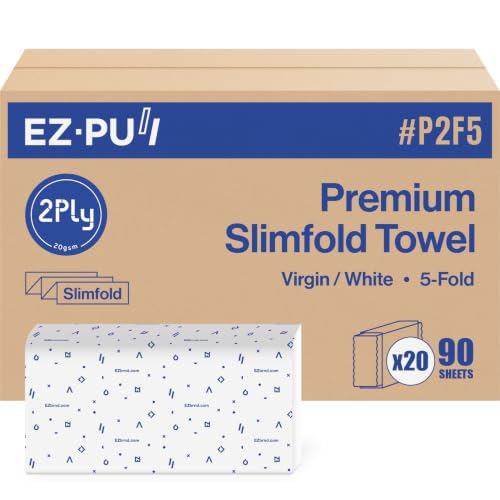 EZbrnd Slimfold Paper Towels P2F5 - 2-Ply Premium Absorbent, 90 Sheets x 20 Pack