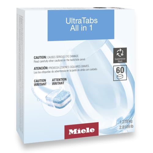 Miele UltraTabs Disinfecting Dishwasher Tablets - Biodegradable, Phosphate-Free, Pack of 60