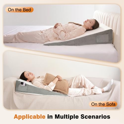 Vekkia 34-Inch Extra-Long Wedge Pillow for Sleeping, Support & Reflux Relief, White
