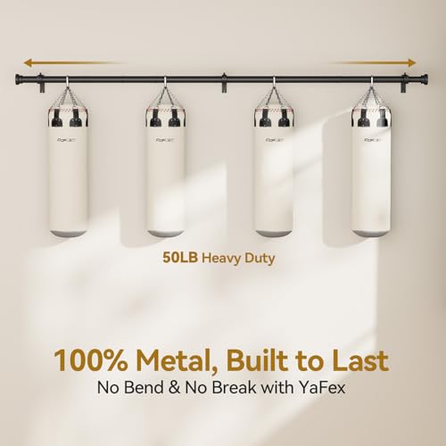 YaFex 2 Pack Adjustable Black Curtain Rods 32-84 Inch Heavy Duty Window Treatment