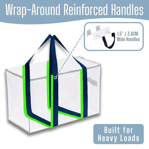 Clear 10 Pack Heavy Duty Moving Bags - Extra Large Reusable Storage for Clothes & Dorms