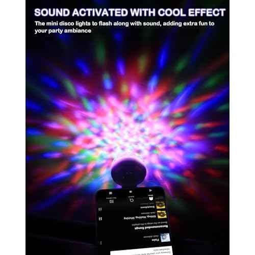 Luditek USB Mini Disco Ball Light, Sound Activated Party Light for Karaoke Car, Stocking Stuffers for Kids Teens Boys Girls, Party Decorations for Birthday Halloween Christmas (3 Packs)