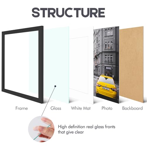 Golden State Art 16x20 Black Wood Picture Frame with Real Glass - 1 Pack