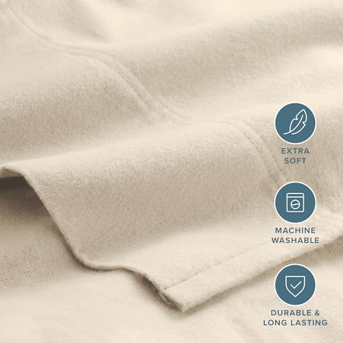Bare Home King Flannel Sheet Set - 100% Cotton, Sand, King / 08
