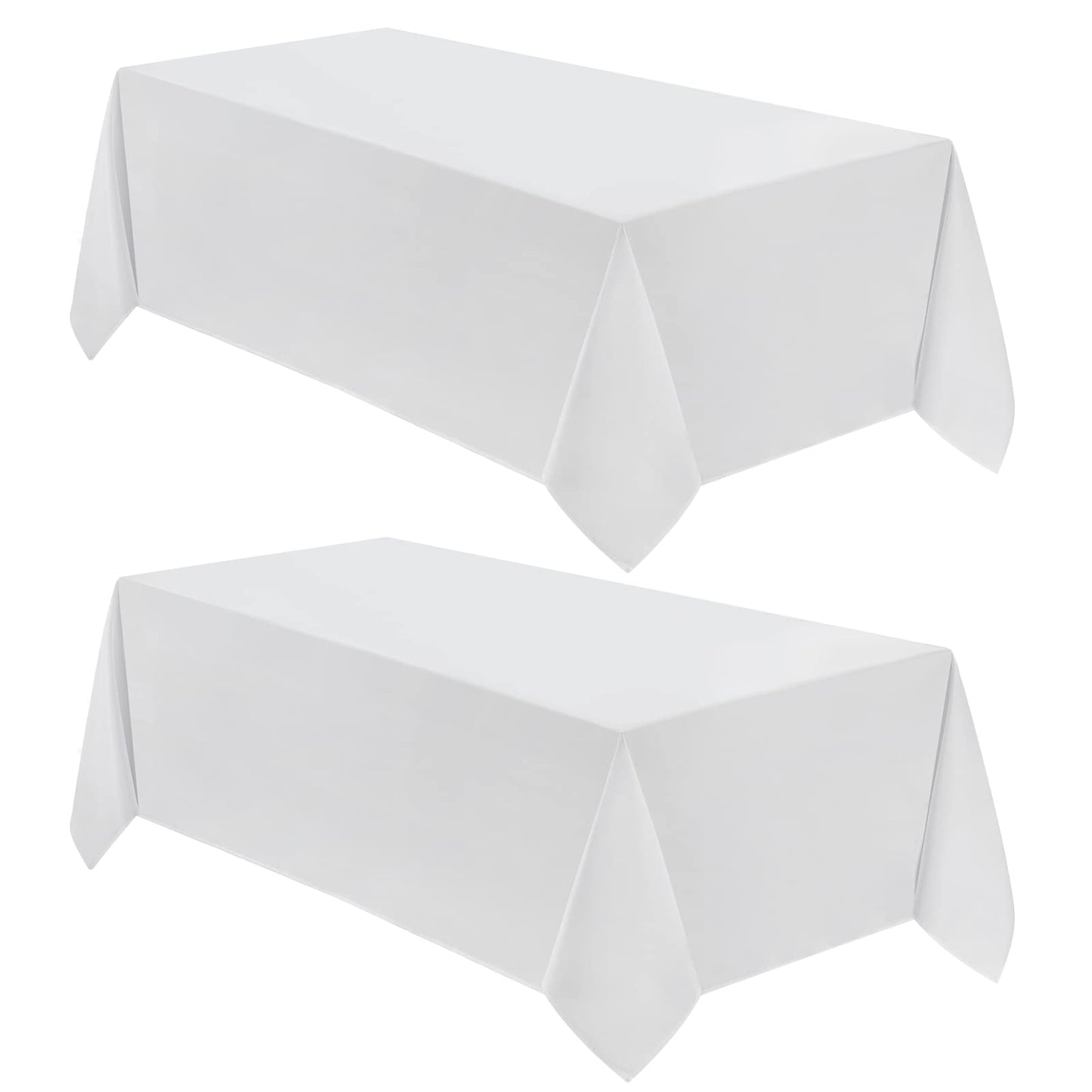 VidaFete 2 Pack 90*132inch Rectangle Tablecloth Polyester Table Cloth，Stain Resistant and Wrinkle Polyester Dining Table Cover for Kitchen Dinning Party Wedding Rectangular Tabletop Decoration(White)