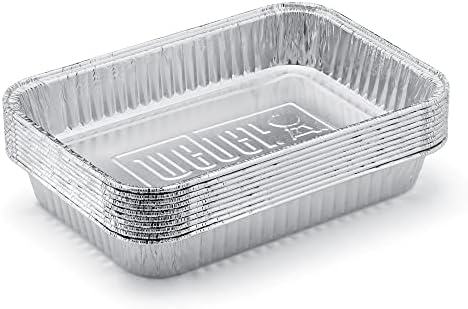 Weber Aluminum Drip Pans 10-Pack - Disposable Foil Pans for Indirect Cooking & Catching Drippings