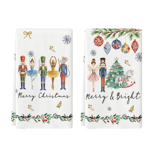 Artoid Mode Christmas Nutcrackers & Kitchen Towels Set of 2 18x26 Beige