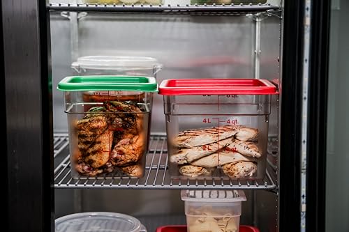 6 Qt Food Storage Containers with Red Lids - Pack of 2, Classic Series, Commercial Grade