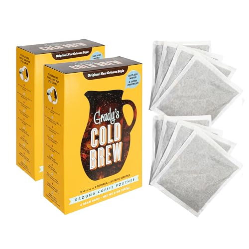 Grady’s Cold Brew Coffee & Chicory Pouches - Original 8 Count - New Orleans Style, Easy Brew, 24 Drinks