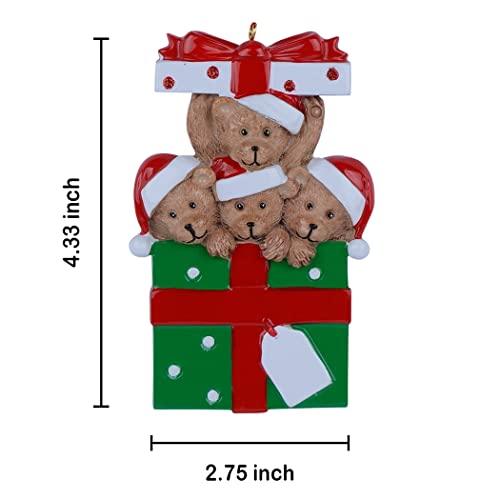 WorldWide 4 Bears Family Christmas Tree Ornament in Gift Box – Personalizable