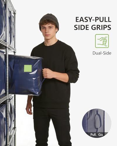 DAYSEON Heavy Duty Moving Bags 24 Gal Blue 8 Pack - Wide-Opening, Reusable Storage Tote