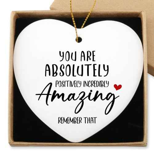 Inspirational Gifts for Women You are Amazing Hanging Ornament Ceramic Heart Keepsake Encouragement Appreciation Friendship Gifts for Coworkers Sister Thoughtful Birthday for Friends