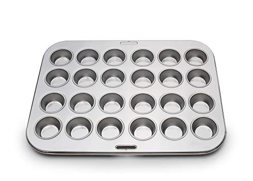 Mini Muffin & Cupcake Pan - 24 Stainless Steel Mini Cups, Durable Bakeware with Variation: Mini, 24 Cups, Stainless Steel