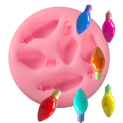 ICNYEKl I-185 Christmas Light Bulb Fondant Mold for Cake Decorating