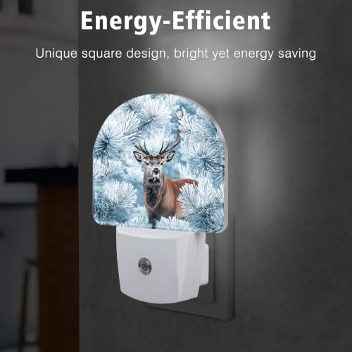 sndheke Night Light with Dusk-to-Dawn Sensor, Plug-In Deer 34 Color