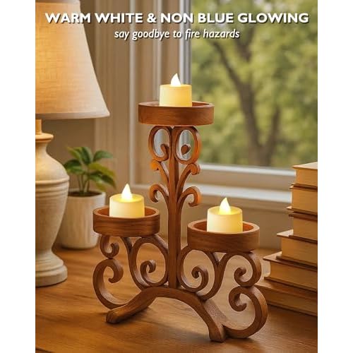 Amagic 12/24/50/100/150 Pack LED Tea Lights, Flameless Votive Candles, Battery Operated Tealights Candles for Halloween, Christmas, Home Decor, Wedding,Theme Party, Festival£¨12 Pack, Warm Ivory£©