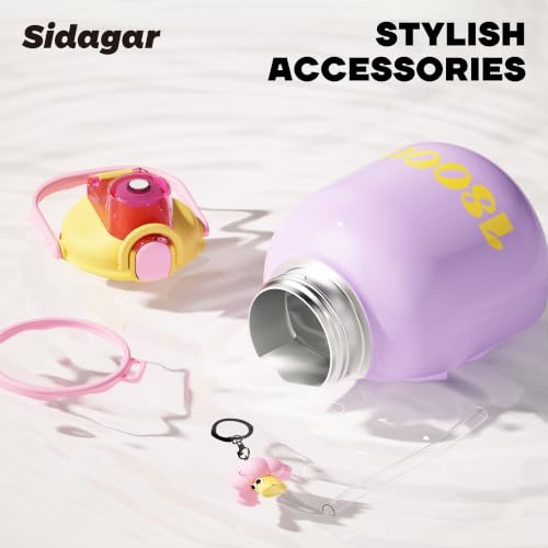 60 oz Insulated Water Bottle with Straw - Purple, Leak-Proof, Double Wall Vacuum