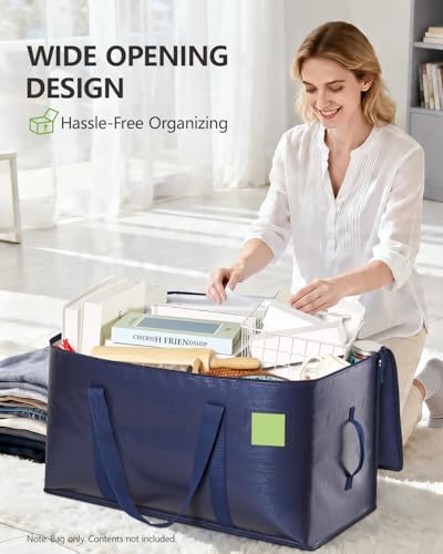 DAYSEON Heavy Duty Moving Bags 24 Gal Blue 8 Pack - Wide-Opening, Reusable Storage Tote