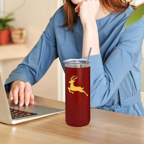 Large YOUKE OLA 20oz Stainless Steel Skinny Tumblers Set - Multicolor, Double Wall, Insulated with Lids & Straws
