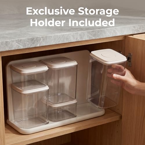 SMIRLY White Glass Airtight Food Storage Containers with Pop Lids - 8 Pcs