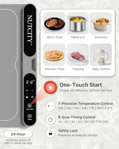 Extra Large Food Warming Mat 40x15in with Insulation Pad - Gray Variation