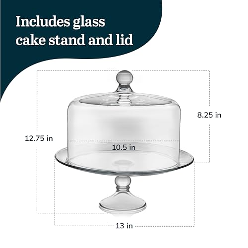 Libbey Selene Glass Cake Stand with Dome Lid - Footed Dessert Display