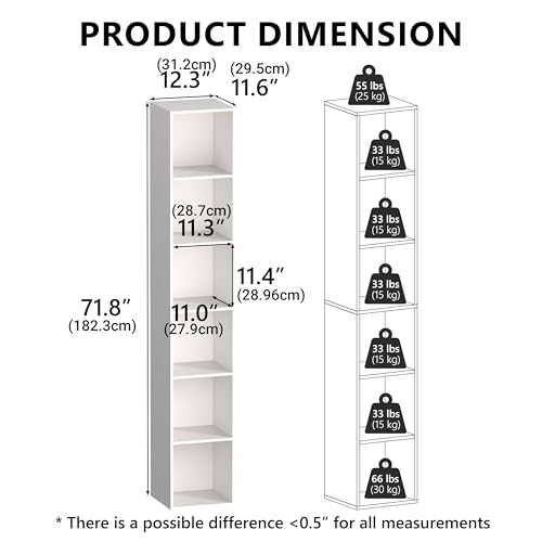 NewBeth White 6-Cube Storage Organizer - Modern Freestanding Shelving Unit for Living Room & Bedroom