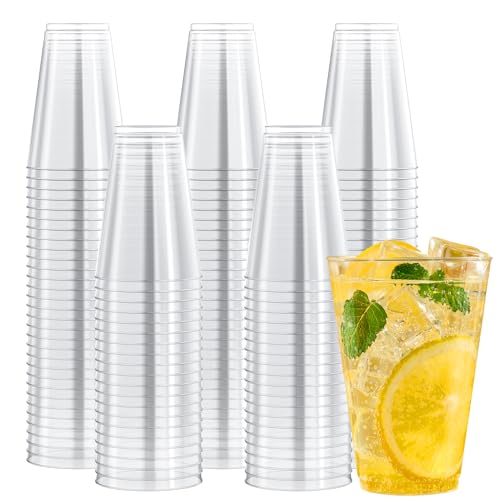 Disposable Clear Plastic Cups - 14 oz, 200 Pack, Perfect for Parties & Events