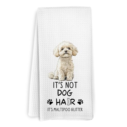 Maltipoo Maltipoo Themed Funny Kitchen Towel - It's Not Dog Hair It's Maltipoo Glitter 16x24 Handmade Gift