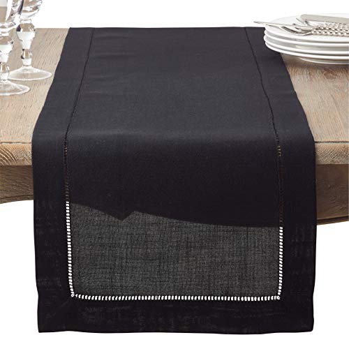 SARO LIFESTYLE Classic Hemstitch Table Runner - Elegant Everyday with