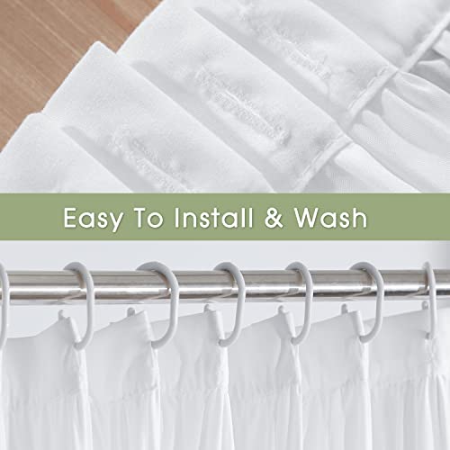 Homechoice Decor Victorian White Ruffle Shower Curtain 72x84 Inches with 12 Buttonholes