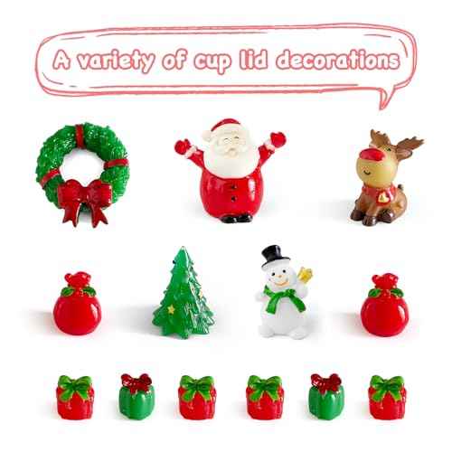 Christmas Stanley Cup Lid Accessories 12pcs,Straw Toppers for Stanley Cups 40 Oz Cute,10mm Silicone Straw Covers Cap for Tumblers