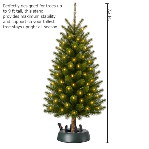 Large Automatic Christmas Tree Stand with Water Reservoir & Foot Pedal - Green Plastic Base
