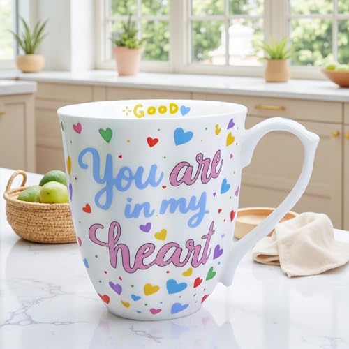 Glen Mila 13oz Heart Bone China Mug for Tea Coffee Lovers — Full of Love