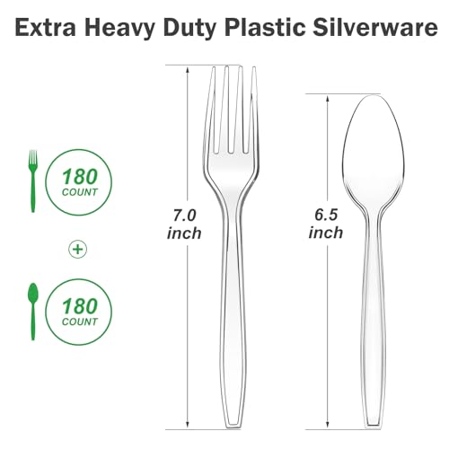 Clear Plastic Forks and Spoons Set - Heavy Duty, 360 Count, Disposable & Reusable Variation of THIS listing