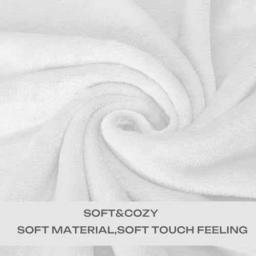 JIAHANNHA White Fleece Plush Throw Blanket 50x60 inches for Couch Sofa Bed