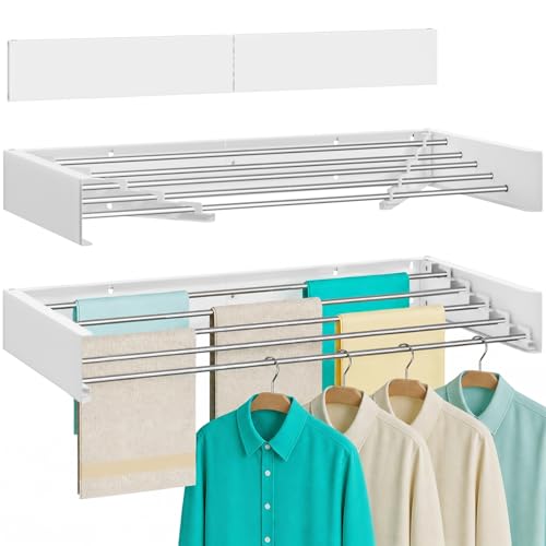 SOLVESTIS 31.6-Inch Wall Mounted Foldable Laundry Drying Rack - Stainless Steel
