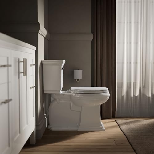 Kohler 20454-0 Ridgewood Elongated Soft Close Toilet Seat, White, Quiet-Close, Wood