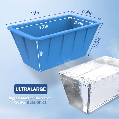 8LB Blue Extra Large Silicone Ice Cube Molds for Cold Plunge Tub - 4 Pack
