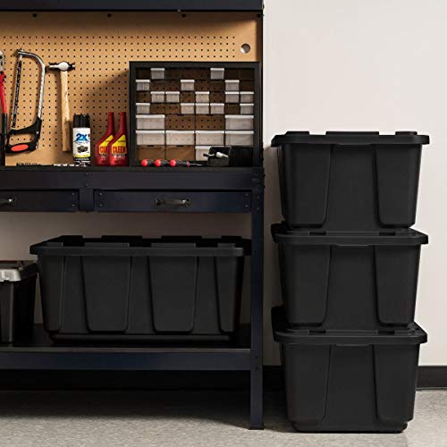 IRIS USA 4-Pack Heavy Duty Black Storage Bins with Lids - 27 Gal Nesting Organizers