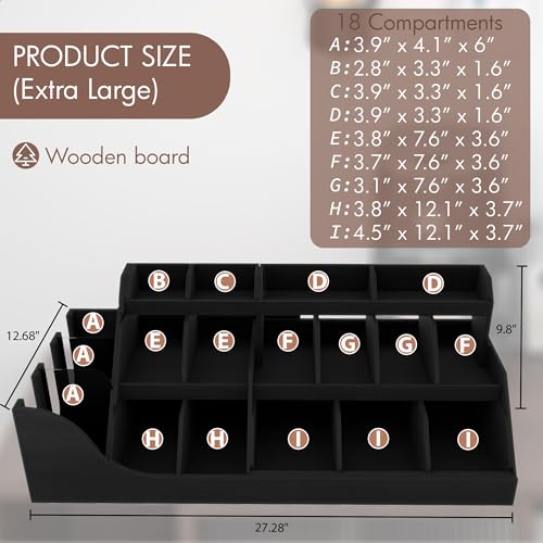 Large 3-Tier Coffee Station Organizer with 18 Compartments - Extra Large Capacity, Black, Variation of This Listing