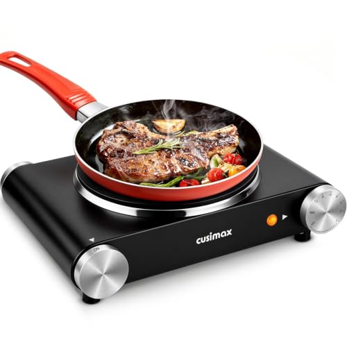 CUSIMAX Black Electric Hot Plate Stove 1500W Portable Single Burner
