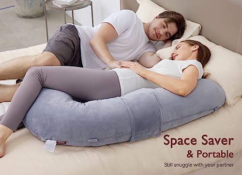 Gray Pregnancy Body Pillow with Adjustable Wedge Support - Momcozy