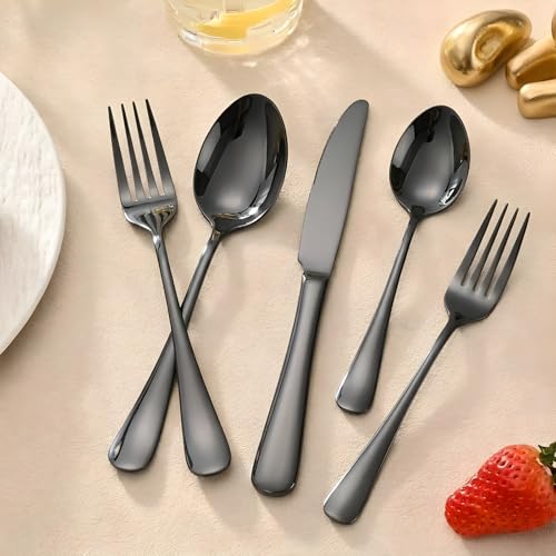 SIAKA 20-Piece Black Stainless Steel Flatware Set for 4 – Service for Four
