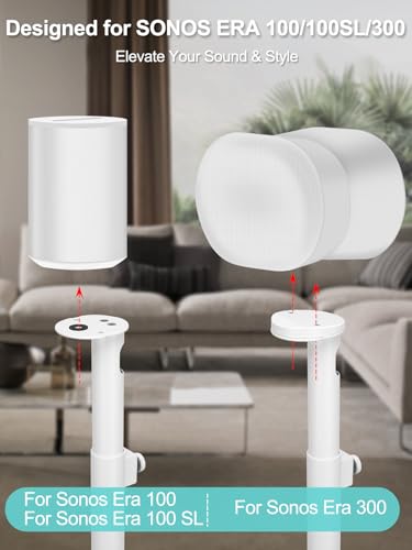 Haturi White Speaker Stands for Sonos ERA 100 & ERA 300 - 2 Pack