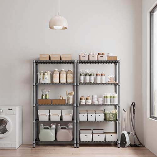 5 Tier Metal Storage Shelves - Heavy Duty Wire Rack for Garage Kitchen Closet Black 15.7"D x 33.5"W x 68.5"H